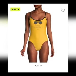 Karl Lagerfeld Mustard One-Piece Swimsuit. Sz M